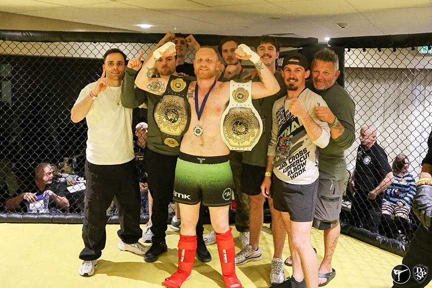 Gaelen Przybylowicz after his win with his fight family